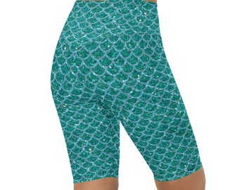 Teal Mermaid Women’s Bike Shorts Princess Run Costume for Marathons