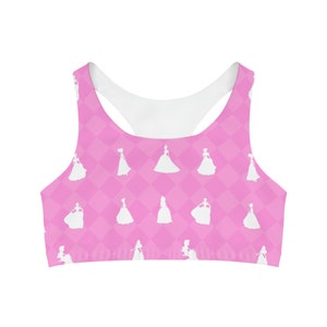 Pink Geo Run Like A Princess Seamless Sports Bra Princess Marathon Costume Running Outfit