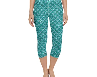 Mermaid Capri Leggings, Mermaid Running Costume,
