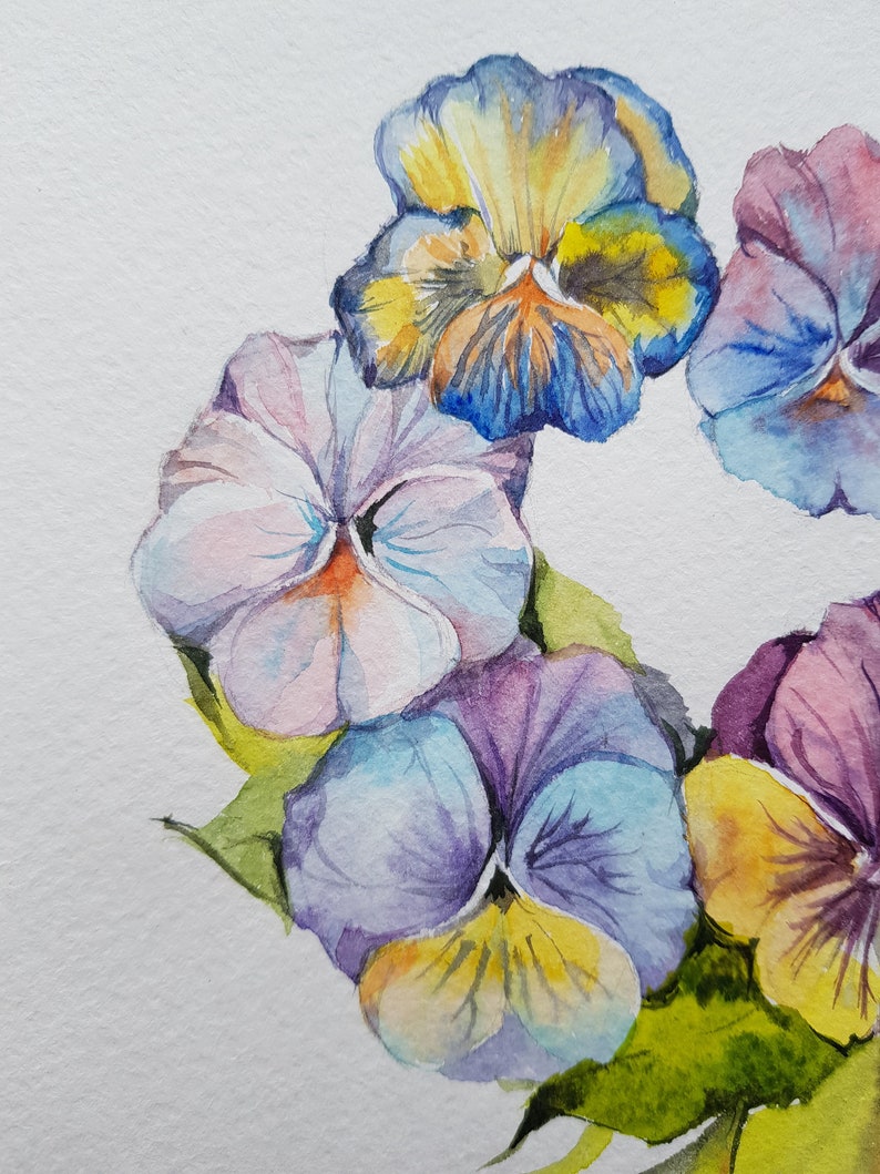 Set of 2 Love Cute Illustration,watercolor Illustration,watercolor flowers,wall decor,lovers gift,violets watercolor,Valentine/'s day gift