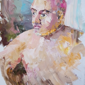MÄNNLICHES PORTRÄT, Original Ölgemälde, männliche Figur, Sozialistischer Realismus, männliches Portrait, Männerkunst, Einzelstück, Geschenk, Portraitkunst, Aktporträt