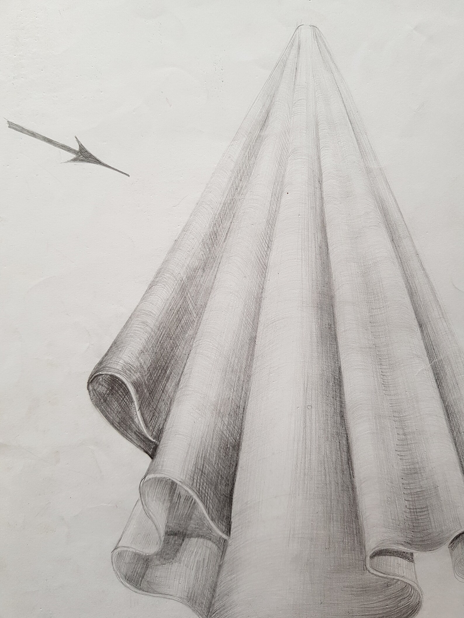 Vintage original graphite pencil drawing fabric folds school Etsy