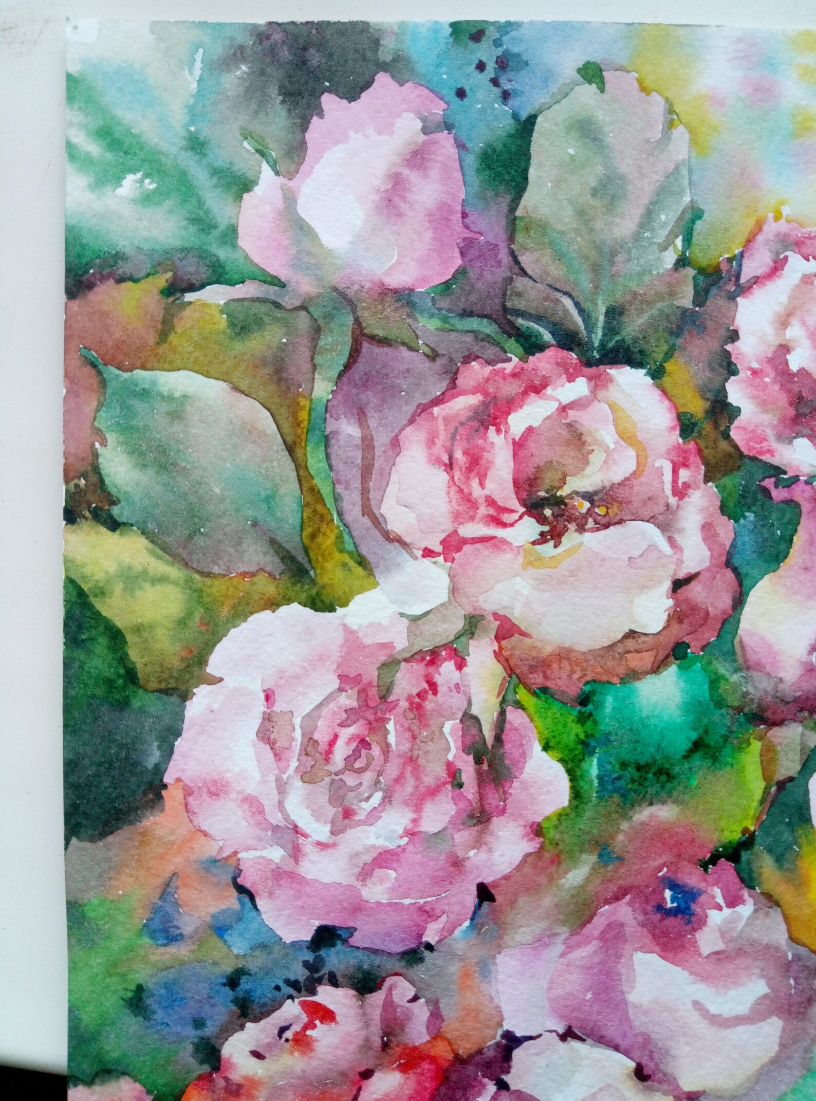 Floral Fine Art Watercolor Painting Bouquet of roses Roses Etsy