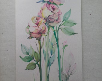 Flowers of Ukraine, original, watercolor, three roses