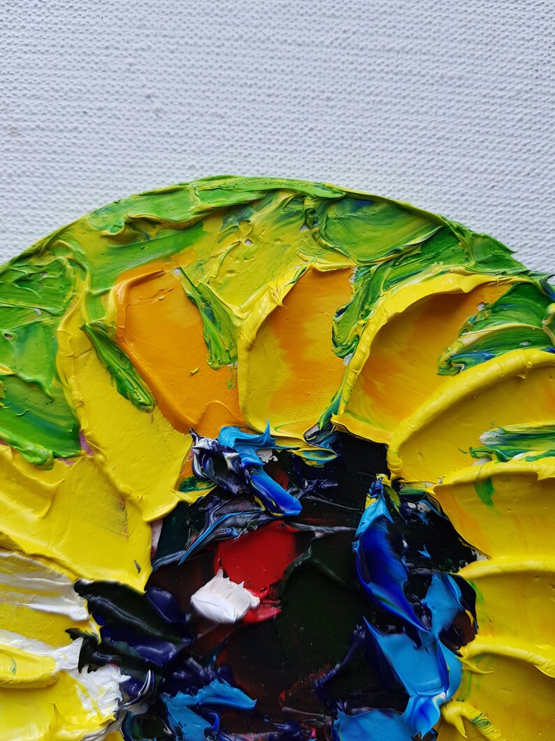 Original oil painting,Impasto Textured,flowers Painting,sunflower,yellow flower,floral fine art,Botanical Wall Art,Nature Artwork,home decor