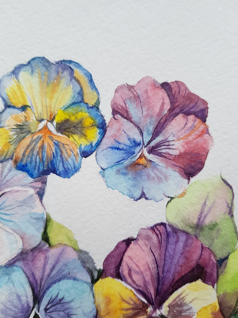 Set of 2 Love Cute Illustration,watercolor Illustration,watercolor flowers,wall decor,lovers gift,violets watercolor,Valentine/'s day gift