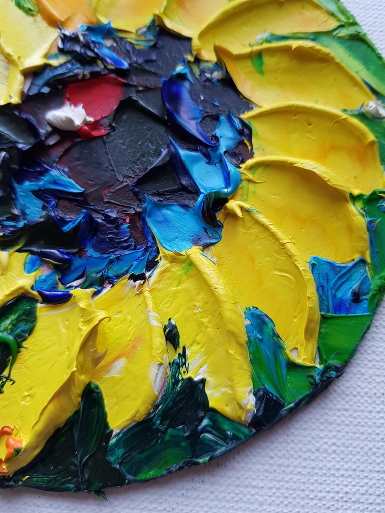 Original oil painting,Impasto Textured,flowers Painting,sunflower,yellow flower,floral fine art,Botanical Wall Art,Nature Artwork,home decor