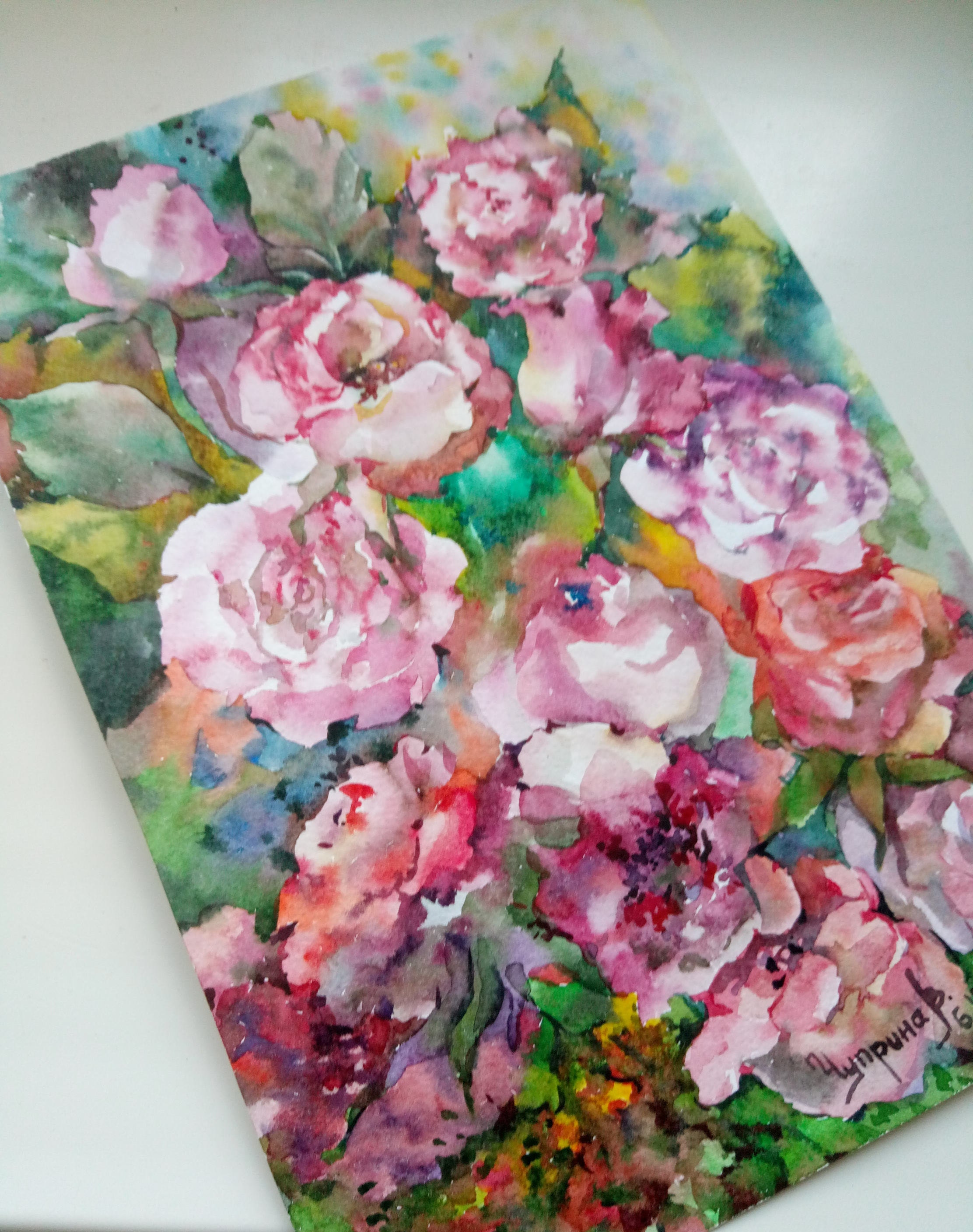 Floral Fine Art Watercolor Painting Bouquet of roses Roses Etsy