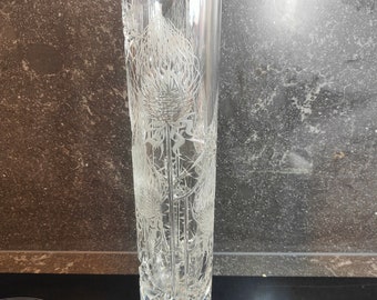 Joseph Svarc Deco crystal vase engraved cut glass