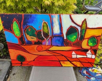 painting by artist Seidel "Landscape" very colorful