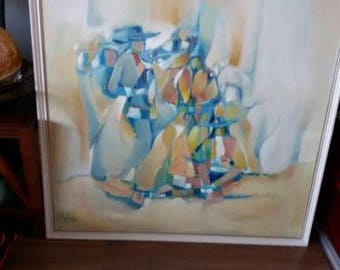 Original Painting The Street Musicians Barcelona by Dic Zandbergen