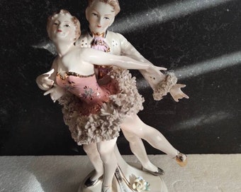 antique porcelain dancing couple Meissen