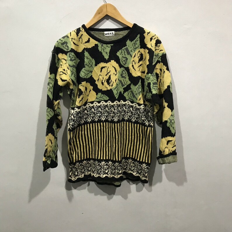 Vintage 90s MEXX knitwear blouses floral woman