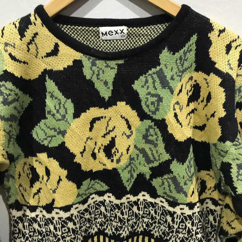 Vintage 90s MEXX knitwear blouses floral woman