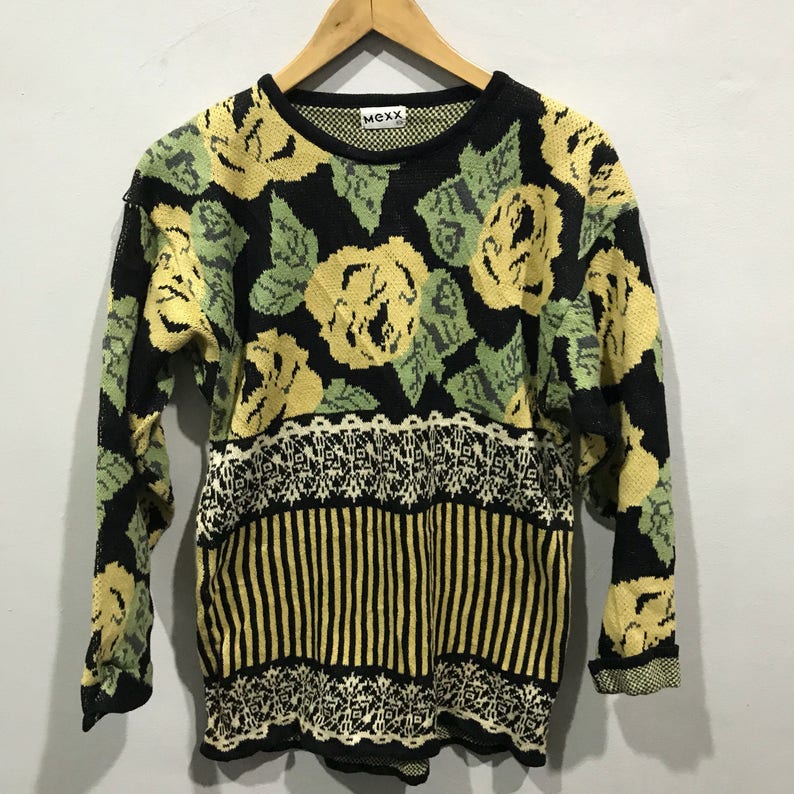 Vintage 90s MEXX knitwear blouses floral woman