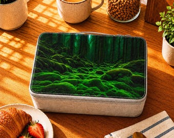 Fiambrera de papel Mystic Forest: recipiente reutilizable y sostenible para alimentos veganos.