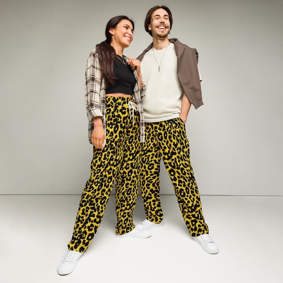 Recycled Unisex WIDE LEG JOGGERS Leopard Print Sustainable Fashion