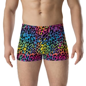 Boxershort met regenboogluipaardprint: herenondergoed met kleurrijke print