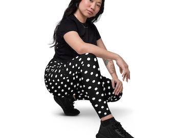 Recycled Polka Dot Leggings with Pockets: Retro Style Stretch Pants