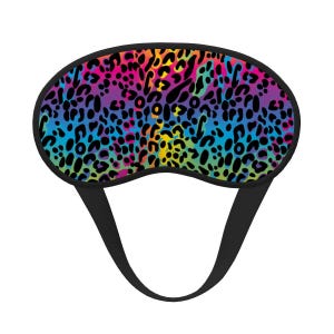 Rainbow Leopard Satin Sleep Mask Soft Eye Mask with Elastic Band for Light Blocking Travel Meditation and Better Sleep 100% Light Blocking