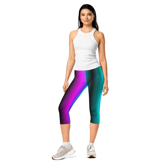 Capri Leggings Purple Ombre Leggings Ombré NEON Turquoise Purple