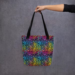 Rainbow Leopard Print Tote Bag: Bold Reusable Shopper