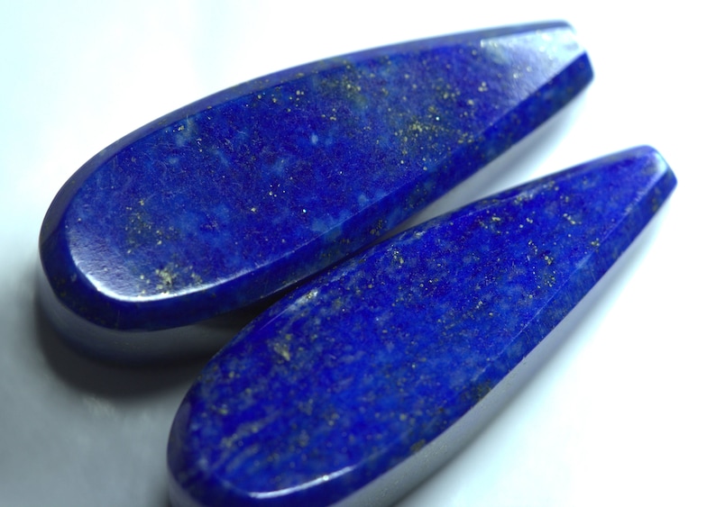 25-30 mm Size Top Drilled. Bright Blue Color Lapis Fancy Surface Cut Drops Pair