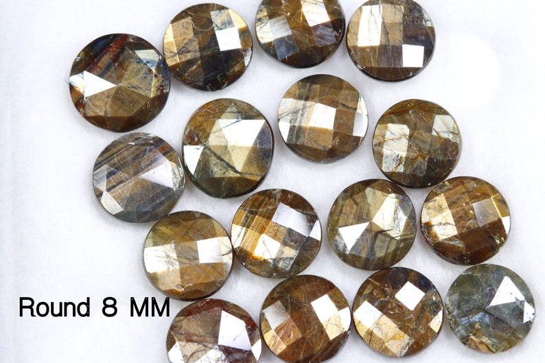 Natural Gold Sheen Sapphire 10 mm /& 8 mm Rosecut Faceted Cabochon Rounds Shimmering Effect. Price per piece