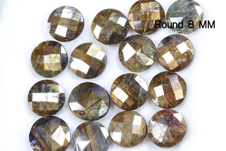 Natural Gold Sheen Sapphire 10 mm /& 8 mm Rosecut Faceted Cabochon Rounds Shimmering Effect. Price per piece