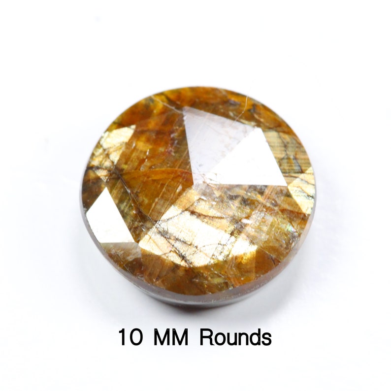 Natural Gold Sheen Sapphire 10 mm /& 8 mm Rosecut Faceted Cabochon Rounds Shimmering Effect. Price per piece
