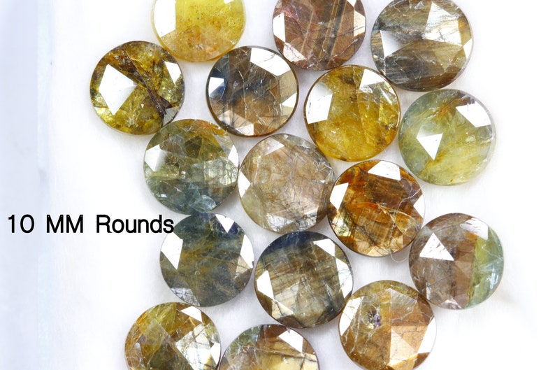 Natural Gold Sheen Sapphire 10 mm /& 8 mm Rosecut Faceted Cabochon Rounds Shimmering Effect. Price per piece