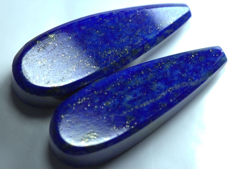 25-30 mm Size Top Drilled. Bright Blue Color Lapis Fancy Surface Cut Drops Pair