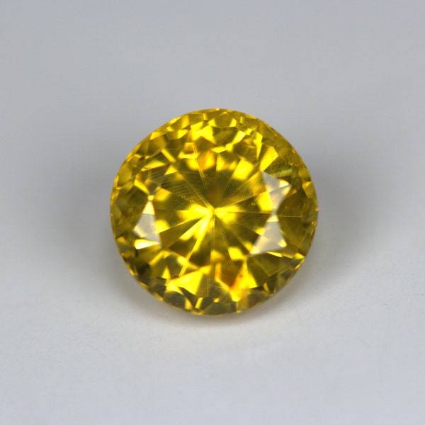 1.82 Carats Yellow Zircon Round 6.5 MM Size. Canary Yellow Color. Nicely Faceted Stone. SPARKLING Facets. Mesmerizing Stone.