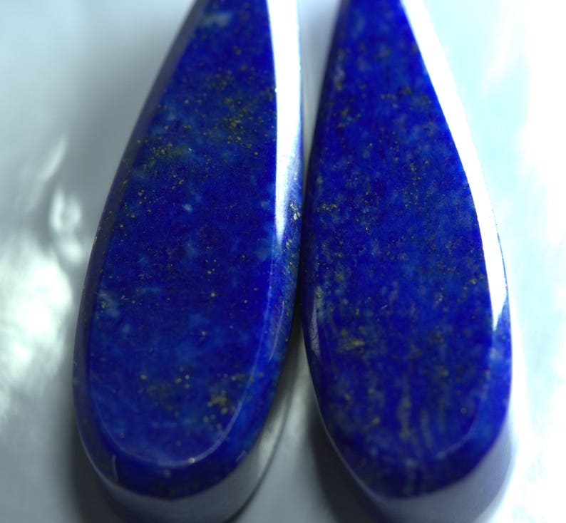 25-30 mm Size Top Drilled. Bright Blue Color Lapis Fancy Surface Cut Drops Pair