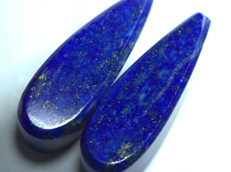 25-30 mm Size Top Drilled. Bright Blue Color Lapis Fancy Surface Cut Drops Pair