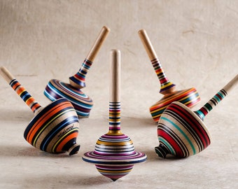 Wooden handmade spinning tops inspired by ancient Greek pottery ~8cm height (History of top included in Greek & English) !