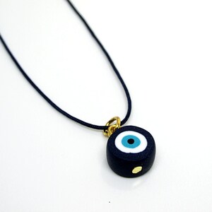 Blue Cord handmade Evil eye necklace. Blue