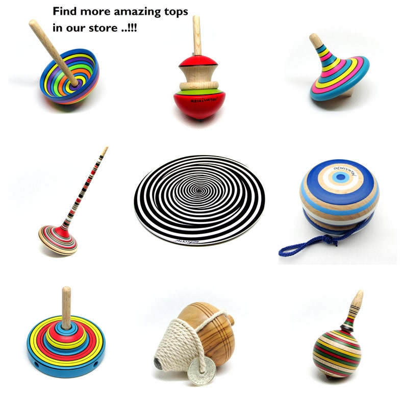 Handmade wooden traditional spinning top Instructions and History of top included in Greek & English . image 8