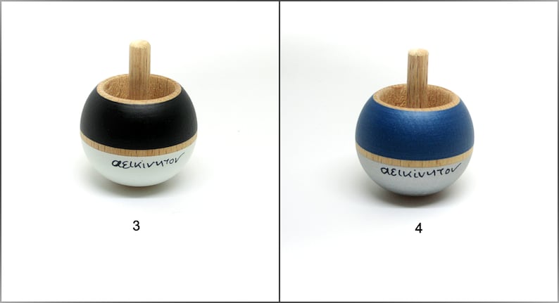 The wooden Handmade Magic spinning top in a Handmade box. History of top included in Greek & English image 3