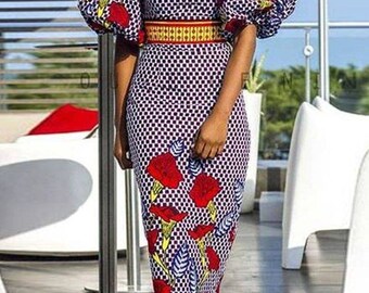Anny Ankara Dress African Print Dress Ankara Mid calf Dress ankara Pencil Dress Ball Sleeve pencil Dress African Print Ankara Nigerian Etsy