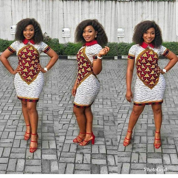 white ankara dress