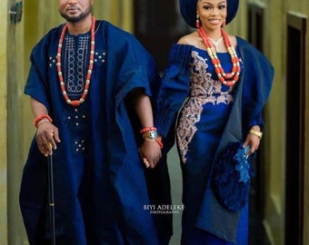 Matching Wedding Outfit Traditional Aso Oke Wear| Dress| African Igbo |Yoruba | Nigerian| Suit| Groom| Bride| Couples| Autogele| African