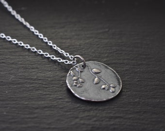 Cherry Blossom Silver Pendant Necklace, Sakura floral pendant, botanical gift