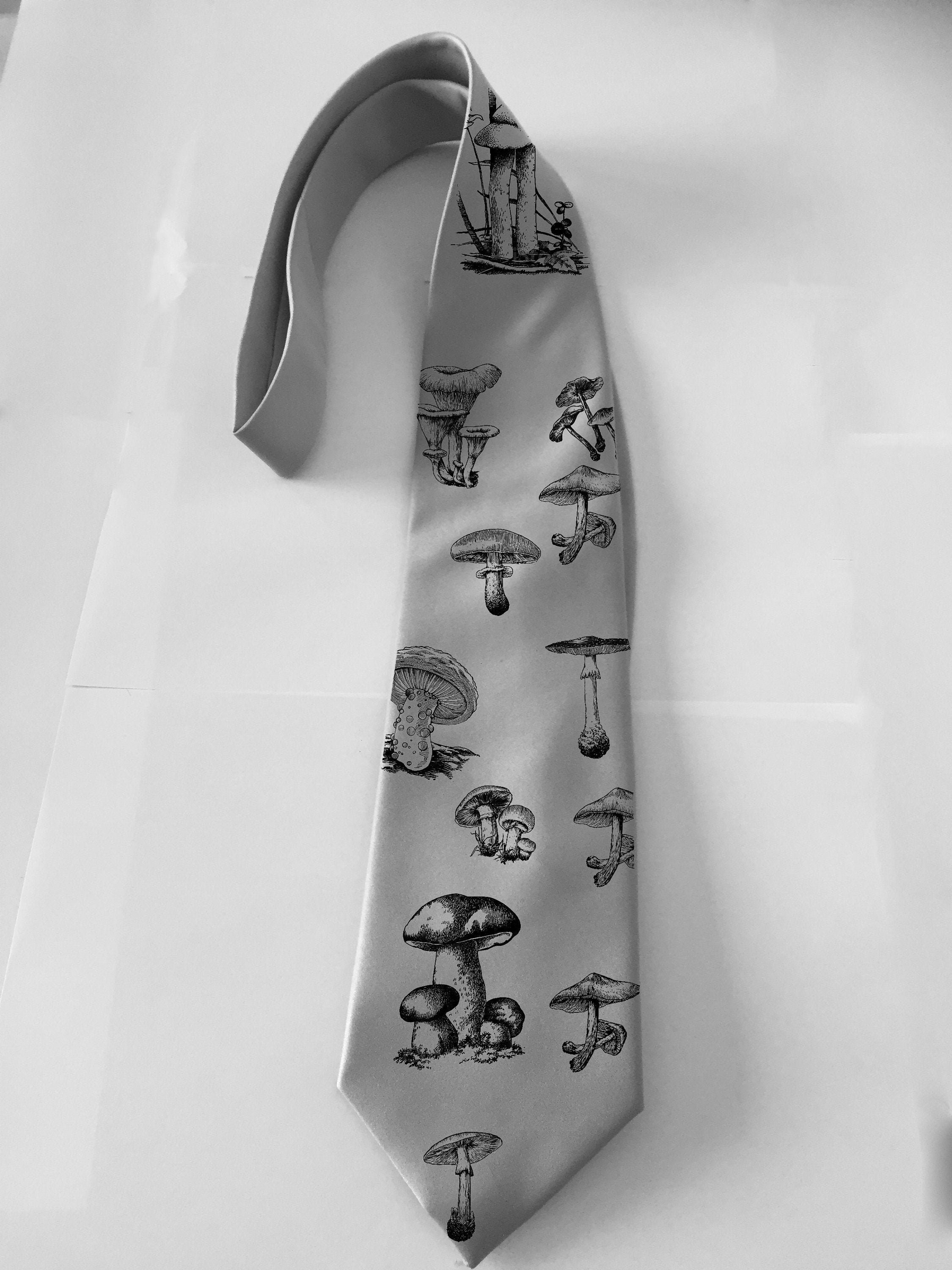 Mushroom tie wide tie Gray Father gift-Birthday Boyfriend | Etsy