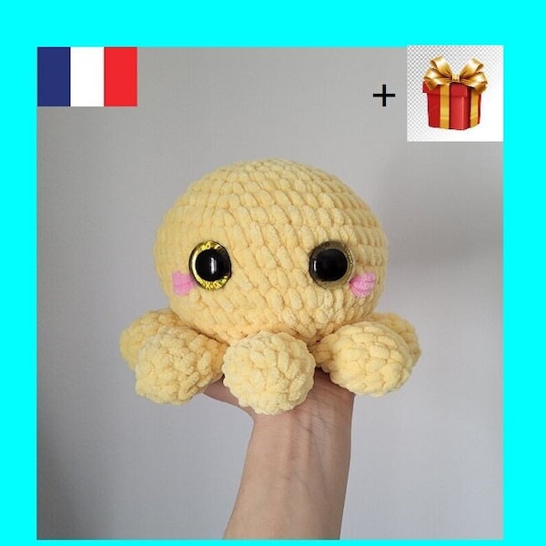 Tutoriels amigurumi pieuvre Poulpy grande taille crochet PDF en Français