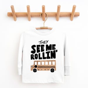 Neutral School Bus Longsleeve T-Shirt For Toddlers, Unisex School Bus Shirt Kids, Bus T-Shirt, Gift For Toddler, School Bus Party Longsleeve