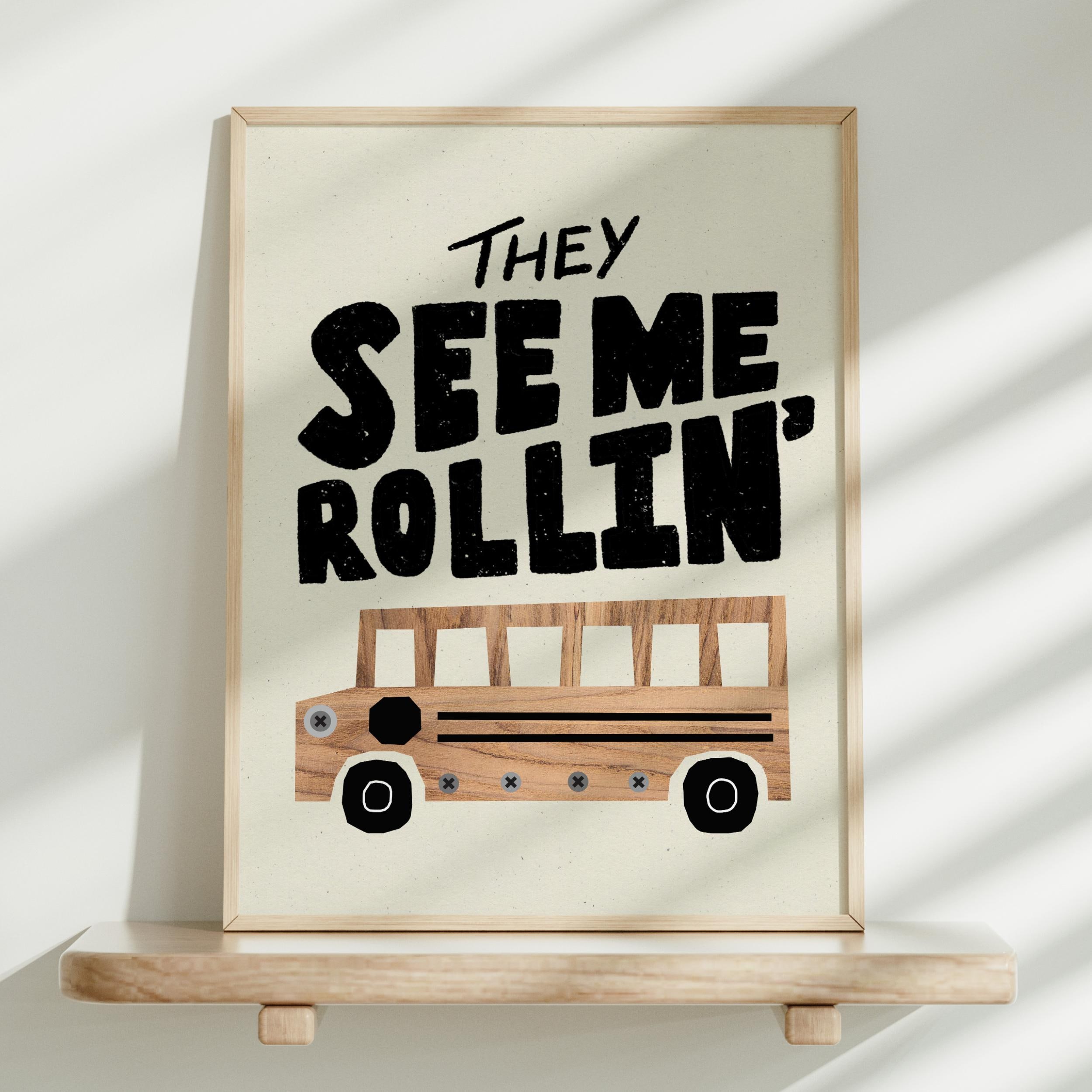 School Bus Neutral Kid's Poster | Bus Print, Nursery Prints, Vehicles Nursery Art, Transportation Decor, Classroom Wall Art, Car Printable