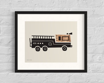 Feuerwehrauto Druck, Feuerwehrauto druckbar, Feuerwehrauto Kunstdruck, Transport Dekor, großer Junge Zimmer Dekor, Kleinkind Junge Poster, Junge Kinderzimmer