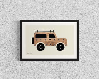 Neutral SUV Art Print | Printable Off-Roader Art, Transportation Wall Art, Toddler Boy Bedroom Art, Neutral Truck Art Boy's Room