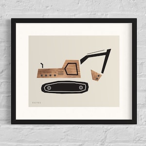Excavator Print, Digger Art, Construction Print, Toddler Boy Poster, Nursery Printable, Truck Print, Transportation Decor, Gifts for Kids